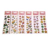 12 Card stickers adesivi soggetti assortiti animali e fiori 5x16 cm