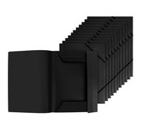 12 Cartelline Portadocumenti, Cartella 3 lembi con elastico Angolari, Cartella Elastica di Plastica per DIN A4, con 2 scomparti in gomma, ideale per documenti, rapporti, forniture per ufficio