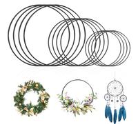 12 Cerchio Metallo 20cm 15cm 10cm Cerchi per Acchiappasogni Centrotavola A Cerchio Floreale in Metallo Ghirlanda da Decorare Allestimenti per La Casa in Ghirlanda di Legno Fai-da-Te (Nero)