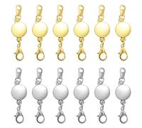 12 chiusure magnetiche per catena, connettori per gioielli, chiusure magnetiche rotonde, per artigianato, gioielli, fai da te, collana (oro, argento)