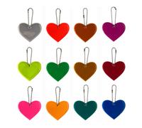 12 ciondoli catarifrangenti di sicurezza assortiti a forma di cuore, ideali per bambini, perfetti per la scuola, lo zaino, il ciclismo e la
