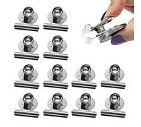 12 clip magnetiche argentate, clip magnetiche rotonde per foto, clip magnetica per lavagna bianca, cancelleria da ufficio, adatte per lavagne, frigorifero, casa, ufficio, scuola