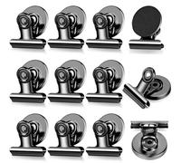 12 clip magnetiche forti, forti fermagli magnetici per frigorifero, forti magneti per lavagna magnetica, graffette magnetiche senza graffi, per foto, ufficio, scuola, colore nero