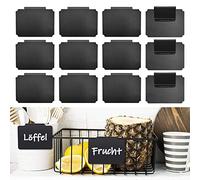 12 clip per etichette per cestino, clip in PVC, etichetta con clip, etichetta nera, supporto per etichette rimovibile per cestino dispensa cucina