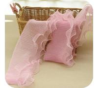 12 cm di larghezza, tre strati, pizzo ondulato plissettato elastico, materiale piegato, nastro per abito, colletto, bordo, forniture per cucire, rosa chiaro, 1 iarda