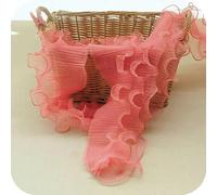 12 cm di larghezza, tre strati, pizzo ondulato plissettato elastico, materiale piegato, nastro per abito, colletto, bordo, forniture per cucire, carminio, 1 iarda