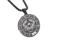 12 Collane Costellazioni - Ciondolo Rotondo Vintage Con Catena Maglione Nero, Segno Zodiacale Classico Oroscopo Gioielli Per Uomo Donna Regalo Di Compleanno, Cancro, Regolabile