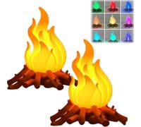 12 Color 3D Flame Campfire Ambient Lamp, Portable Rechargeable Night Light, Cozy Camping Home Christmas Decor, Cute Lighting Gift for Bedroom Nightstands (2pcs)