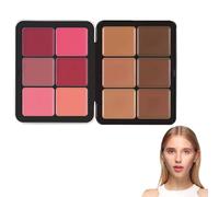 12 Color Blush Cream - Concealer Palette, Matte Blush Contour and Highlight Blush Palette, Waterproof and Long Lasting Blush Cream Makeup Palette (12-2)