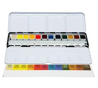 12 Color Hand Poured Half Pan Set in a METAL BOX with BONUS 12 Empty Half Pans