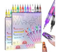 12 Color Nail Art Pens Set for Gel Nails - 3D DIY Markers for Dotting & Drawing (2pcs)