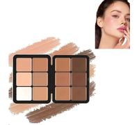 12 colori arrossire tavolozza, Waterproof Long-Lasting Cream Concealer Palette, Contour and Highlight Blush Palette, lunga durata, a prova di sbavature, aspetto naturale (1#)