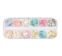 12 colori decorazioni per nail art fiocchi di conchiglia 3d gel nail art abalone fette gemme per ciotola nail art F.