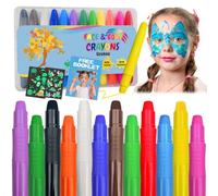 12 Colori Face Painting Bambini, Truccabimbi Lavabili, 2 Luminosi Tatuaggi Temporanei Stickers Bambini ,Sicuro E Non Tossico,Per Halloween,Pasqua, Carnevale, Pancia Gravidanza