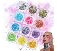 12 Colori Fluorescente Brillantini Viso, Brillantini Corpo per Make Up | Festival Gel Glitter Bagliore Nel Buio,Glitter per Capelli Festival Feste, Halloween, Musicali, Natale