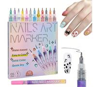 12 colori Pennarelli per arte di unghie, penne per smalto dalla punta fine per decorazione fai-da-te delle unghie, essenziali per manicure in salone e a casa ABS