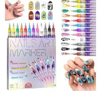 12 Colori Pennarelli per nail art, pennarelli acrilici a punta fine da 0,5mm penne per smalto impermeabili ad asciugatura rapida per nail art fai da te, strumenti per manicure e bellezza