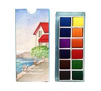 12 Colori Portatile Ad Acquerello Set Artisti Per I Principianti Bambini Pittura Su Tela Carta Di Legno Tessuto Pittura Con Libro Per Bambini Adulti Non Tossici Colori Professionali In Portatile