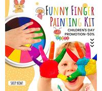 12 colori Set di pittura per dita, Lavabili Vernice lavabile per bambini, adatti per dipingere con le mani all’asilo, a scuola, facilmente lavabile e sicuro per bambini non tossici
