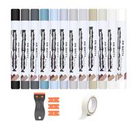 12 Colori Stucco per Legno, Stucco per Legno Riempitivo, Stucco Legno, Stucco per Marmo, Kit Riparazione Piastrelle, Set di Cera per Legno per Laminato, Legno, PVC, Piastrelle (12er-grigio-bianco)