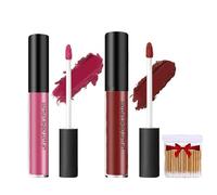 12 Colors Cream Texture Lipstick, 2Pcs Upgraded Waterproof Long-Lasting Moisturizing Lip Gloss,Non-Stick Non-Fading Liquid Lipstick, For Women Daily Makeup Gift (#6+#9, SIZE)
