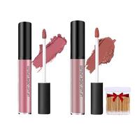 12 Colors Cream Texture Lipstick, 2Pcs Upgraded Waterproof Long-Lasting Moisturizing Lip Gloss,Non-Stick Non-Fading Liquid Lipstick, For Women Daily Makeup Gift (#5+#7, SIZE)