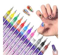 12 Colors Nail Art Markers - DIY Nail Art Pens Set, Quick Dry NailArt Brushes for NailArt Drawing Painting, Polish Pens, Point Graffiti Dotting (1set/ 12pcs)