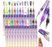 12 Colors Nail Art Markers Pens Set,Waterproof Quick Dry Nail Polish Acrylic Paint Pens,Nails Point Graffiti Dotting Drawing Painting Liner Pen,for Art Nails DIY Decoration
