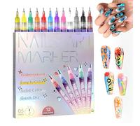 12 Colors Nail Art Pens Set, 2025 DIY Nail Art Marker Drawing Painting Liner Pen,Acrylic Paint Pens,Graffiti Dotting Pen,Waterproof and Quick-drying Nail for DIY Nails
