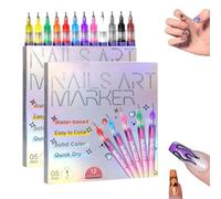 12 Colors Nail Art Pens Set, 2025 New Nail Art Markers for Gel Nails, 3D Nail Polish Pens Quick Dry for DIY Arts Drawing Painting Tools (2 set)