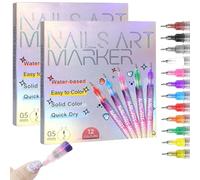 12 Colors Nail Art Pens Set, 2025 New Quick Dry Nail Art Markers for Gel Nails, 3D Nail Polish Pens Quick Dry, Polish Dotting Tools for Women (2*Set)