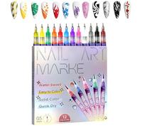 12 Colors Nail Art Pens Set, 3D Nail Art Markers Doodle Pen, DIY Nails Art Design Manicure Tools (1 Set)
