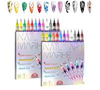 12 Colors Nail Art Pens Set, 3D Nail Art Markers Doodle Pen, DIY Nails Art Design Manicure Tools (2 Set)