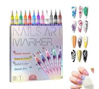 12 Colors Nail Art Pens Set - Fine Tip Gel Nail Markers, 3D Quick-Dry Polish Pens for Painting, Dotting Graffiti Nails Art Markers, DIY Nails Arts Tools for Home & Salon (1pcs)