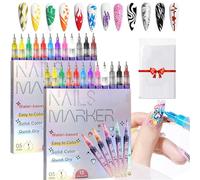 12 Colors Nail Art Pens Set, Nail Art Markers for Gel Nails, 0.5mm Waterproof Quick Dry 3D Acrylic Paint DIY Nail Art Doodle Pens (2Sets)