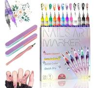 12 Colors Nail Art Pens Set, Nail Art Markers for Gel Nails, 3D Fine Tips Nails Arts Pens, for Graffiti, Dotting, Liner & Painting, DIY Art Tool (1PC)