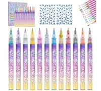 12 Colors Nail Art Pens Set, Nail Art Markers for Gel Nails, Doodle Pens for Nails, for Art Drawing Painting Point Dotting Manicure Tools (2 Set(24 pcs))