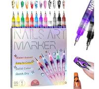 12 Colors Nail Art Pens Set, Nail Doodle Pens for Kids, 2026 New Nails Art Markers for Gel Nails, For Nail Art Design DIY