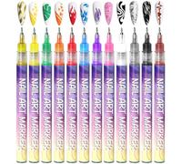 12 Colors Nail Art Pens Set, Nail Markers for Nail Art Tools, Quick-Dry Fine Tip Pens for Dotting, Lining, Drawing, and DIY Nail Painting Designs (1Set)