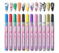 12 Colors Nail Art Pens Set, Nail Markers for Nail Art Tools, Quick-Dry Nail Drawing Pens for Dotting, Lining, Painting, and DIY Nail Design (1 Set)