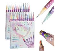 12 Colors Nail Art Pens Set,Quick Drying Graffiti Color Pen Sets,DIY Nails Painting Liner Marker Kit for Home Salon Arts Drawing and Manicure Decoration Designs