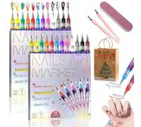 12 Colors Nail Art Pens Set, Set of 12 Colours 0.5MM Nail Art Markers, Quick-Dry Gel Nails Markers, 3D Fine Tips Nails Arts Pens, for Dotting Drawing Painting Liner DIY Arts Tool (2sets)