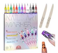 12 Colors Nail Art Pens Set with Nail File, Nails Art Markers Doodle Pen for Adults, for Nails Arts Drawing Painting Point Dotting Liner Pen Manicure Tools. (12 Colors)
