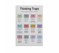 12 Common Thinking Traps Canvas Painting Psychological Poster for Bedroom Office Wall Decor Gift(Framed,16x24inch(40x60cm))