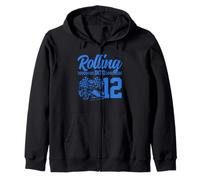 12° compleanno di Go Kart Racing Rolling Into 12 Funny Boys & Kids Felpa con Cappuccio