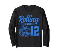 12° compleanno di Go Kart Racing Rolling Into 12 Funny Boys & Kids Maglia a Manica