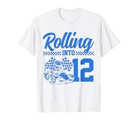 12° compleanno di Go Kart Racing Rolling Into 12 Funny Boys & Kids Maglietta