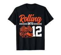 12° compleanno di Go Kart Racing Rolling Into 12 Funny Boys & Kids Maglietta