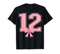 12° Compleanno Ragazza Fiocco Rosa Coquette Tema Girly Matching Maglietta