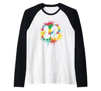 12° Compleanno Spruzzi di vernice colorata 12 Dodici year Maglia con Maniche Raglan
